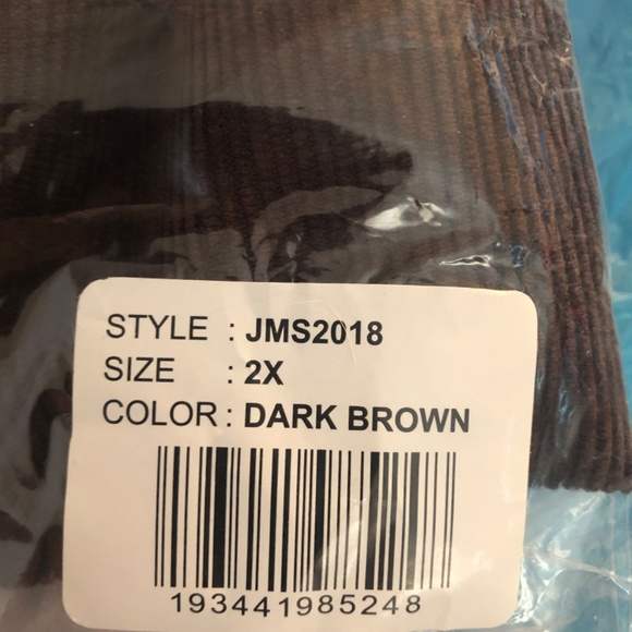 Just My Size Dark Brown Corduroy Pull On 2 Pocket Pants 2X (18W-20W) NEW - Picture 10 of 10